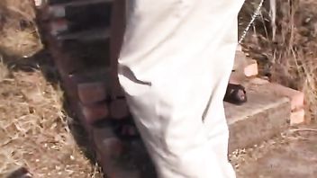 African chubby babe outdoor whipped tied up